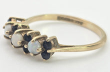 Load image into Gallery viewer, Vintage: 9ct Gold Blue Sapphires Opals Dress/Stacker Ring
