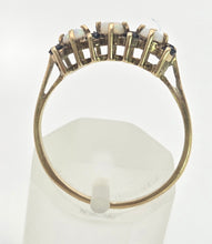 Load image into Gallery viewer, Vintage: 9ct Gold Blue Sapphires Opals Dress/Stacker Ring
