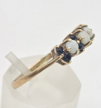 Load image into Gallery viewer, Vintage: 9ct Gold Blue Sapphires Opals Dress/Stacker Ring

