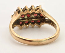 Load image into Gallery viewer, Vintage: 9ct Gold Rich Red Garnets Tiered Cluster Ring- From 1974
