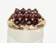 Load image into Gallery viewer, Vintage: 9ct Gold Rich Red Garnets Tiered Cluster Ring- From 1974
