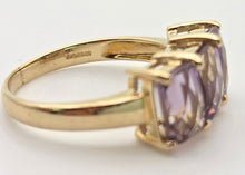 Cargar imagen en el visor de la galería, 2128 Vintage &amp; Rare: 9ct Gold rectangular Cut Ametrine Trilogy Ring
