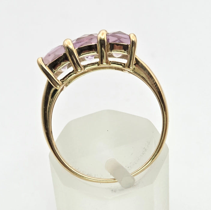 2128 Vintage & Rare: 9ct Gold rectangular Cut Ametrine Trilogy Ring