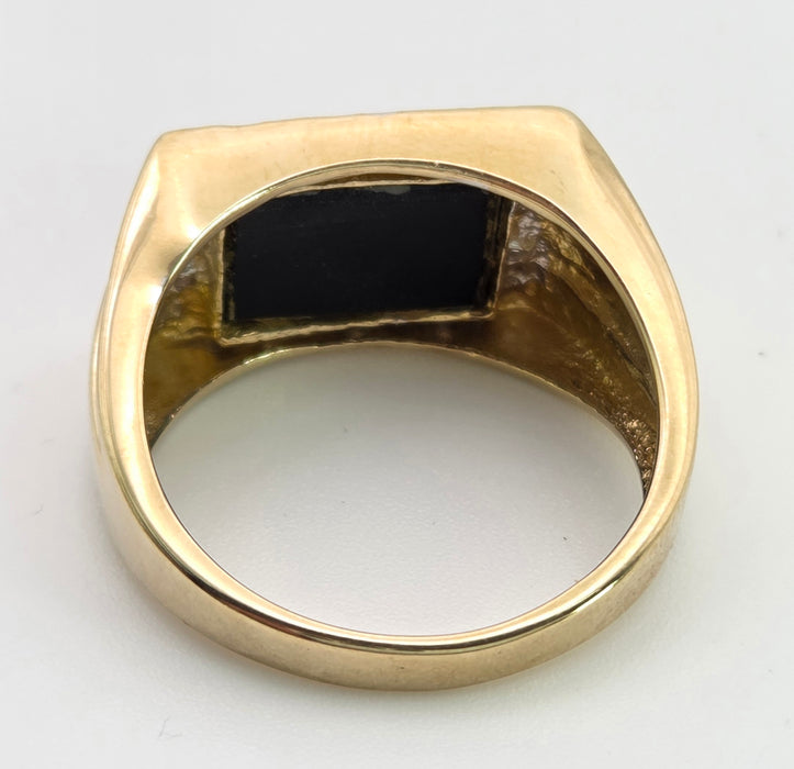 2359 Vintage: Statement 9ct Gold Natural Diamond Golden Eagle Signet Ring