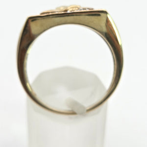 2359 Vintage: Statement 9ct Gold Natural Diamond Golden Eagle Signet Ring