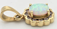 Load image into Gallery viewer, 2362 Vintage: 14ct Gold Cabochon White Opal Diamonds Pendant
