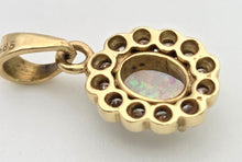 Load image into Gallery viewer, 2362 Vintage: 14ct Gold Cabochon White Opal Diamonds Pendant
