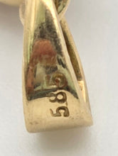 Load image into Gallery viewer, 2362 Vintage: 14ct Gold Cabochon White Opal Diamonds Pendant

