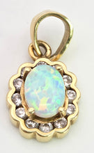 Load image into Gallery viewer, 2362 Vintage: 14ct Gold Cabochon White Opal Diamonds Pendant
