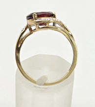 Load image into Gallery viewer, 2393 Vintage: 9ct Gold Rich Red Garnet 10 Natural Diamonds Crossover Ring
