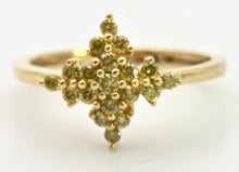 Load image into Gallery viewer, Vintage: 9ct Gold 19 Yellow Diamonds Geometric Cluster Ring
