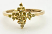 Load image into Gallery viewer, Vintage: 9ct Gold 19 Yellow Diamonds Geometric Cluster Ring

