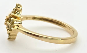 Vintage: 9ct Gold 19 Yellow Diamonds Geometric Cluster Ring