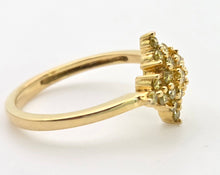 Load image into Gallery viewer, Vintage: 9ct Gold 19 Yellow Diamonds Geometric Cluster Ring
