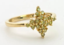 Load image into Gallery viewer, Vintage: 9ct Gold 19 Yellow Diamonds Geometric Cluster Ring
