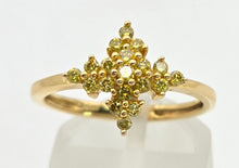 Load image into Gallery viewer, Vintage: 9ct Gold 19 Yellow Diamonds Geometric Cluster Ring
