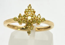 Load image into Gallery viewer, Vintage: 9ct Gold 19 Yellow Diamonds Geometric Cluster Ring
