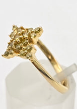 Load image into Gallery viewer, Vintage: 9ct Gold 19 Yellow Diamonds Geometric Cluster Ring
