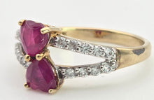 Load image into Gallery viewer, Vintage:  9ct Gold Rubies Glacier Topaz Love Hearts Ring
