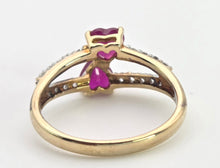 Load image into Gallery viewer, Vintage:  9ct Gold Rubies Glacier Topaz Love Hearts Ring
