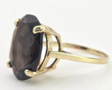 Load image into Gallery viewer, 2412 Vintage: 9ct Gold Oval faceted Cut Smokey Quartz Solitaire Ring
