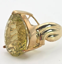 Load image into Gallery viewer, Vintage: 9ct Gold Large Pear-Cut Lemon Citrine Statement Ring
