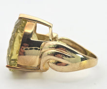 Load image into Gallery viewer, Vintage: 9ct Gold Large Pear-Cut Lemon Citrine Statement Ring

