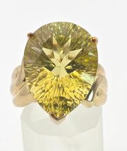 Load image into Gallery viewer, Vintage: 9ct Gold Large Pear-Cut Lemon Citrine Statement Ring
