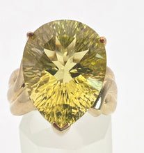 Load image into Gallery viewer, Vintage: 9ct Gold Large Pear-Cut Lemon Citrine Statement Ring
