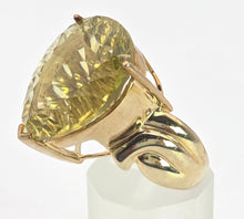 Load image into Gallery viewer, Vintage: 9ct Gold Large Pear-Cut Lemon Citrine Statement Ring
