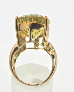 Vintage: 9ct Gold Large Pear-Cut Lemon Citrine Statement Ring