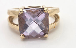 2427 Vintage; 9ct Gold Large Lilac "Rose de France" Amethyst Cocktail Ring