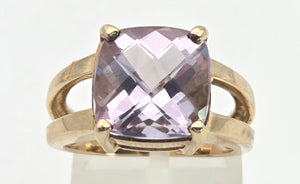 2427 Vintage; 9ct Gold Large Lilac "Rose de France" Amethyst Cocktail Ring