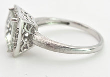 Cargar imagen en el visor de la galería, 2419 Vintage: 9ct White Gold Mint Green Amethyst 16 Natural Diamonds Cocktail Ring
