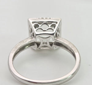 2419 Vintage: 9ct White Gold Mint Green Amethyst 16 Natural Diamonds Cocktail Ring