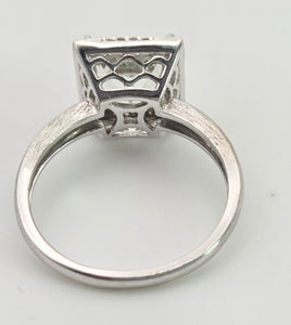 2419 Vintage: 9ct White Gold Mint Green Amethyst 16 Natural Diamonds Cocktail Ring