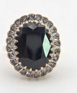 Vintage: 9ct Gold Australian Blue Sapphire 24 Natural Diamonds Diana Cluster Ring