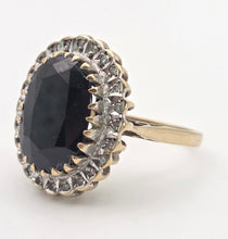 Load image into Gallery viewer, Vintage: 9ct Gold Australian Blue Sapphire 24 Natural Diamonds Diana Cluster Ring
