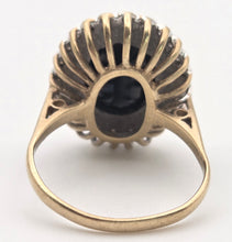 Load image into Gallery viewer, Vintage: 9ct Gold Australian Blue Sapphire 24 Natural Diamonds Diana Cluster Ring
