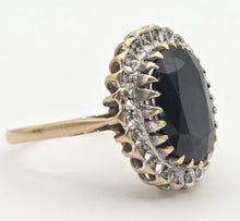 Load image into Gallery viewer, Vintage: 9ct Gold Australian Blue Sapphire 24 Natural Diamonds Diana Cluster Ring
