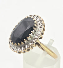 Load image into Gallery viewer, Vintage: 9ct Gold Australian Blue Sapphire 24 Natural Diamonds Diana Cluster Ring
