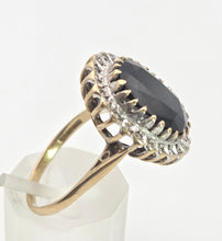 Load image into Gallery viewer, Vintage: 9ct Gold Australian Blue Sapphire 24 Natural Diamonds Diana Cluster Ring
