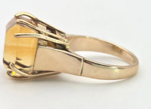 Load image into Gallery viewer, 2430 Vintage: Rare 9ct Gold Large Square Cut Yellow Citrine (12ct) Statement Ring
