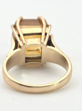 Load image into Gallery viewer, 2430 Vintage: Rare 9ct Gold Large Square Cut Yellow Citrine (12ct) Statement Ring
