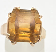 Load image into Gallery viewer, 2430 Vintage: Rare 9ct Gold Large Square Cut Yellow Citrine (12ct) Statement Ring
