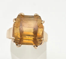 Load image into Gallery viewer, 2430 Vintage: Rare 9ct Gold Large Square Cut Yellow Citrine (12ct) Statement Ring

