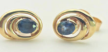 Load image into Gallery viewer, 2251 Vintage: 9ct Gold Blue Sapphires Openwork Stud Earrings
