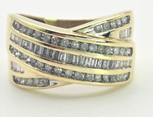 Cargar imagen en el visor de la galería, 2059 Vintage; 9ct  Gold Tiered Natural Diamonds Sparkling Statement Ring
