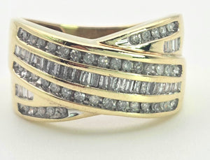 2059 Vintage; 9ct  Gold Tiered Natural Diamonds Sparkling Statement Ring