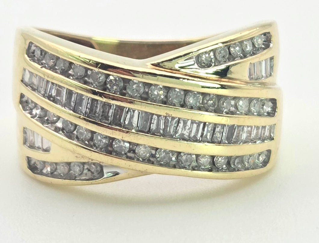 2059 Vintage; 9ct  Gold Tiered Natural Diamonds Sparkling Statement Ring